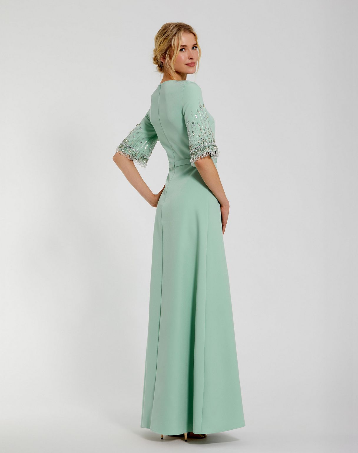 Formal Dresses Beaded Long A Line Formal Prom Dress Sage