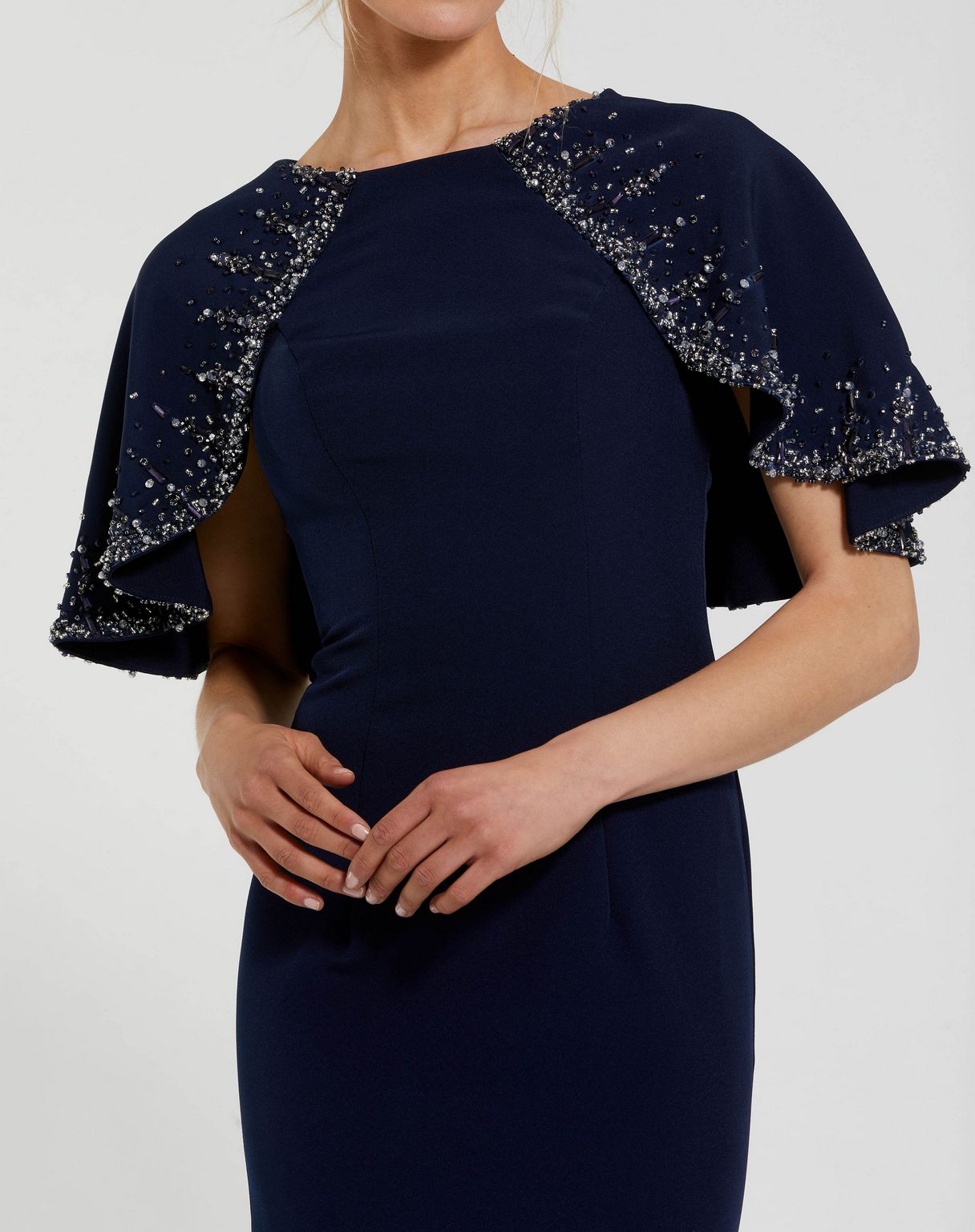 Mother of the Bride Dresses Long Fitted Beaded Shawl Mother of the Bride Dress Midnight