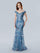 Formal Dresses Long Formal Floral Sequin Mother of the Bride Dress  Blue