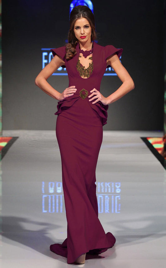 Formal Dresses Long Evening Gown Layered Metallic Formal Dress Cherry