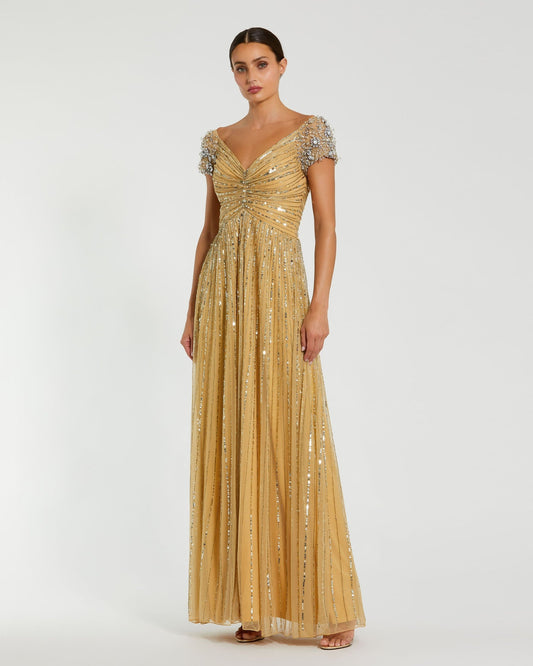 Formal Dresses Long Beaded Formal Evening Sequin Dress Gold