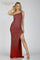 Prom Dresses Long Fitted Formal Stripe Beaded Prom Dress Wine