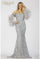 Formal Dresses Long Sleeve Prom Formal Floral Beaded Dress Dark Silver