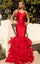 Prom Dresses Mermaid Long Formal Ruffle Prom Dress Red