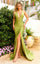 Prom Dresses Prom Fitted Slit Long Formal Evening Dress Olive