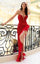 Prom Dresses High Low Formal Fitted Sequin Prom Dress Red