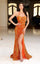 Prom Dresses Long Slit Formal Velvet Sequin Prom Dress Orange