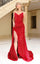 Prom Dresses Fitted Long Velvet Sequin Prom Dress Red