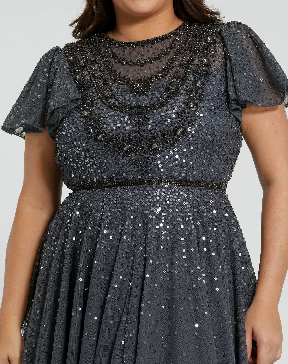 Mac Duggal 24025 A Line Long Formal Plus Size Pleated Dress