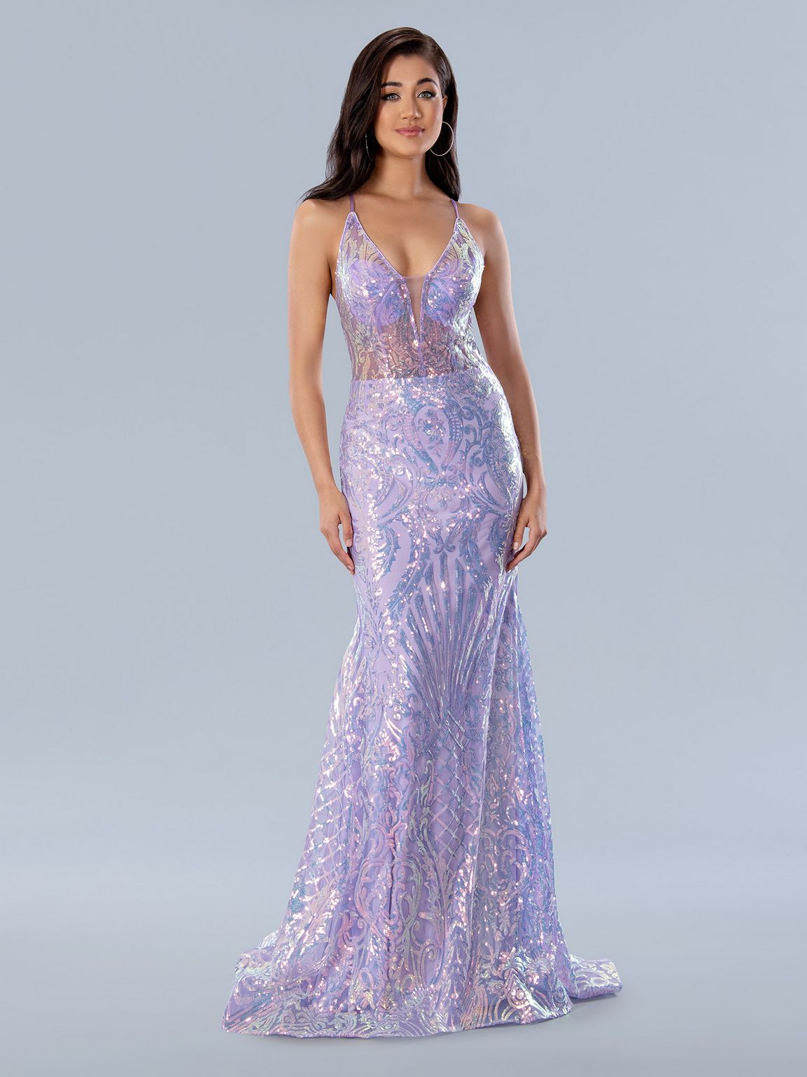 Prom Dresses Sequin Formal Long Prom Dress Lilac