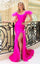 Prom Dresses Fitted Long Feather Formal Slit Prom Dress Fuchsia