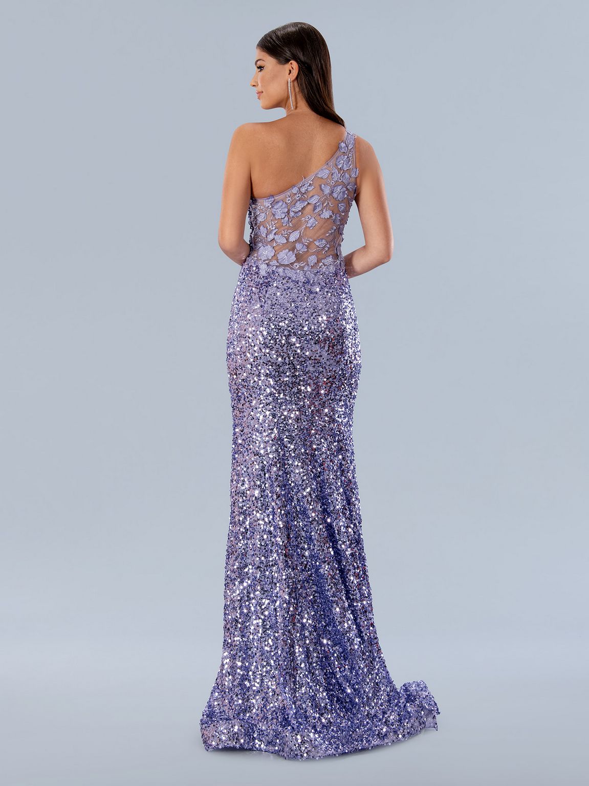 Prom Dresses Sequin Prom Long Floral Formal Dress Lilac