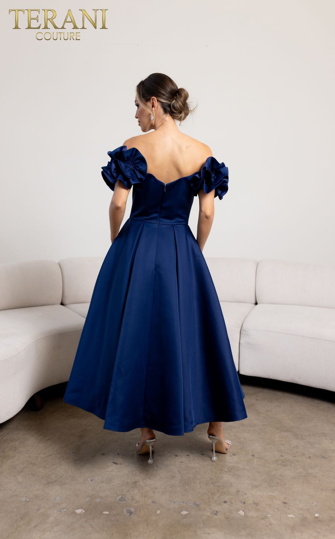 Cocktail Dresses A Line Evening Tea Length Dress Navy