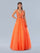 Prom Dresses Glitter Formal Long Applique Prom Dress Orange