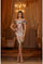 Cocktail Dresses Printed Short Cocktail Dress Taupe Rose