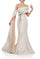 Formal Dresses Long Mermaid Fit Overlay Cape Sleeve Formal Dress Champagne