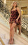 Cocktail Dresses Fitted Short Floral Sequin Homecoming Cocktail Dress Orange