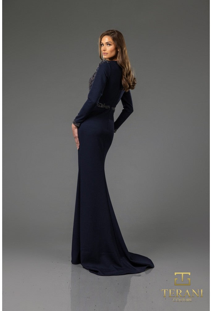 Mother of the bride Dresses Long Sleeve Formal Mother of the Bride Evening Dress  Navy