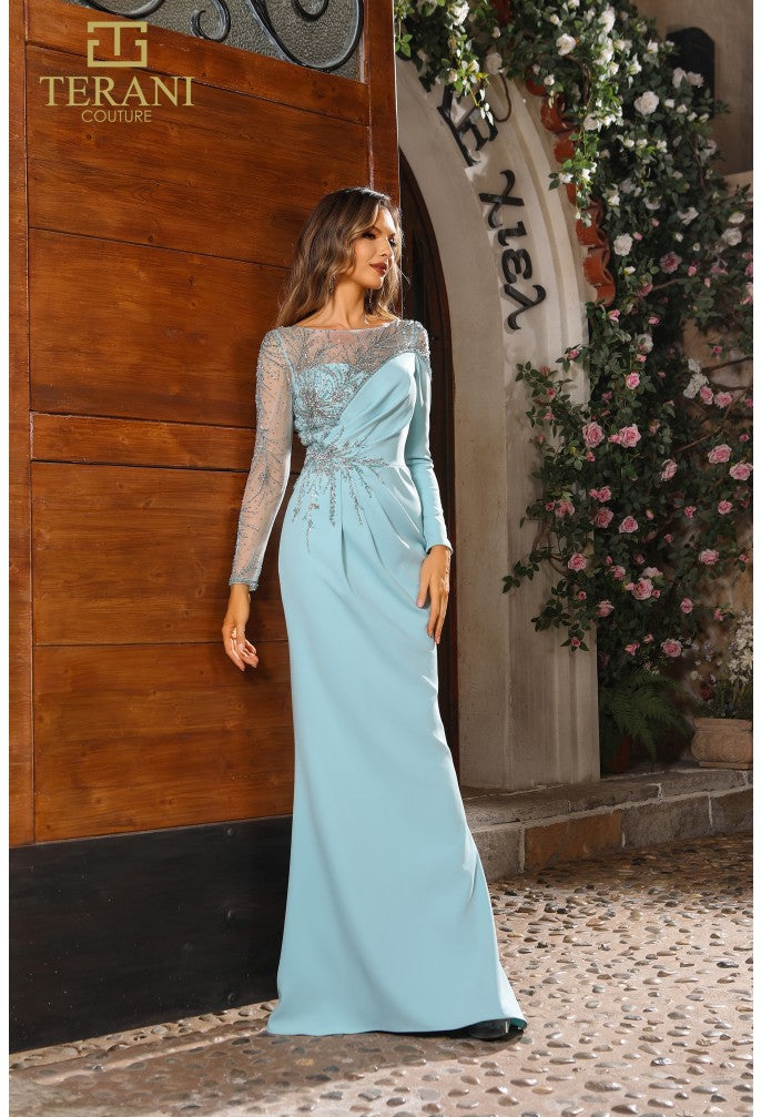 Mother of the Bride Dresses Long Sleeve Mother of the Bride Formal Dress  Seafoam
