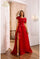 Prom Dresses Pleated Long Formal Slit A Line Prom Dress Ruby