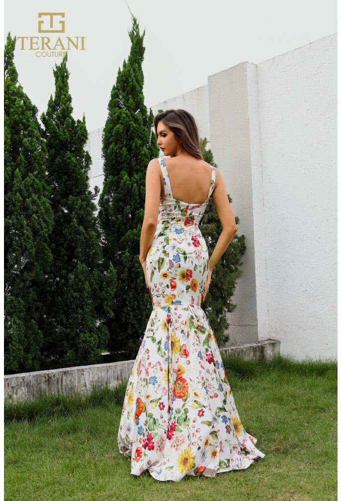 Prom Dresses Fitted Lace Long Formal Prom Dress Ivory Multi