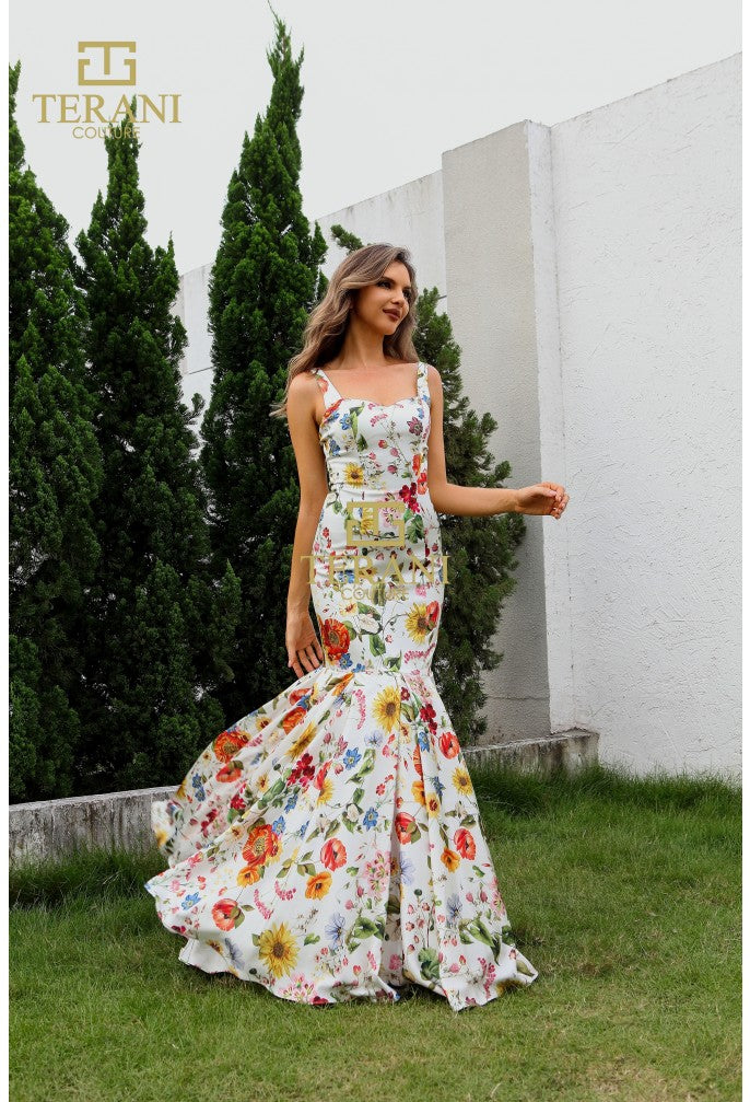 Prom Dresses Fitted Lace Long Formal Prom Dress Ivory Multi