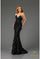 Prom Dresses Fitted Long Formal Floral Applique Prom Dress Black