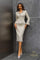 Cocktail Dresses Fitted Long Sleeve Peplum Cocktail Dress Cream