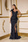 Prom Dresses Long Evening Formal Lace Prom Dress Navy Gold