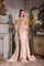 Formal Dresses Fitted Long Formal Overskirt Evening Dress Rose Gold