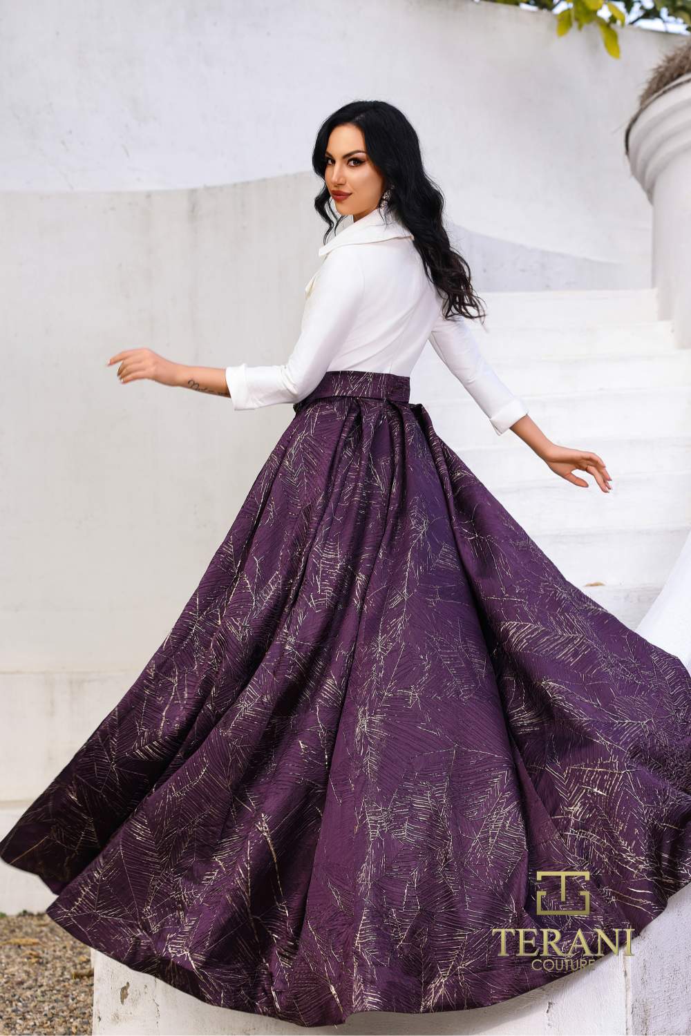 Mother of the Bride  Dresses Long Formal Mother of the Bride A Line Dress Ivory Purple
