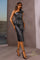 Cocktail Dresses Fitted Metallic Bodycon Short Cocktail Midi Dress Gunmetal