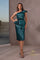 Cocktail Dresses Fitted Metallic Bodycon Short Cocktail Midi Dress Forest