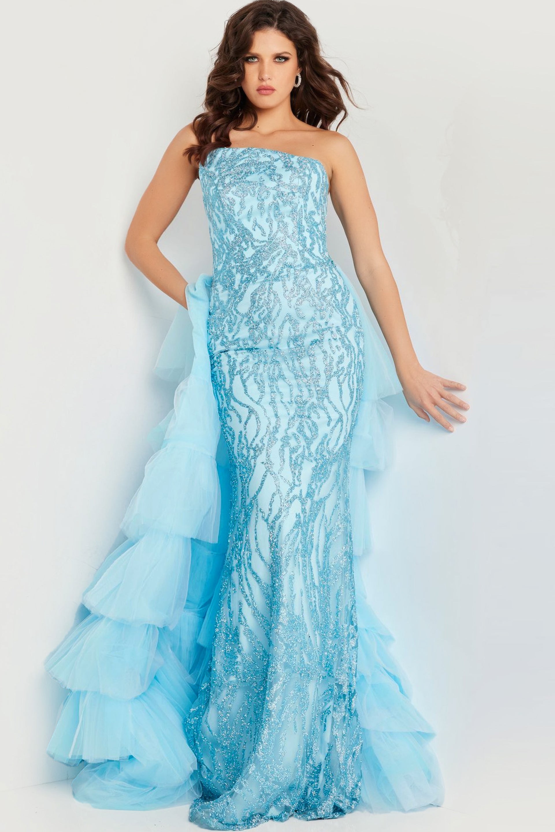 Prom Dresses Layered Overskirt Long Prom Dress Turquoise
