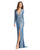 Formal Dresses Long Sleeve Front Twist Formal Prom Dress  Blue Shimmer
