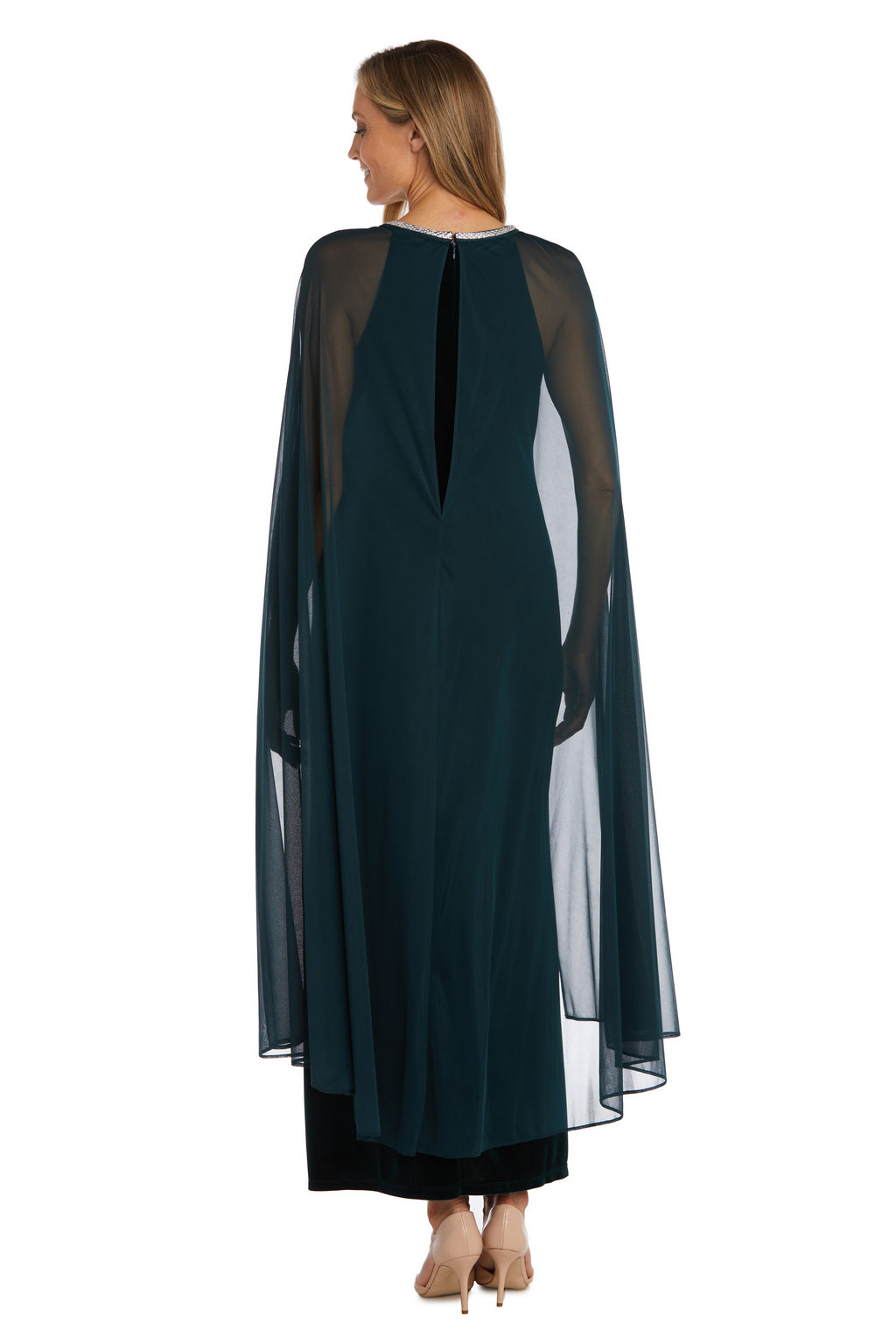 Mother of the Bride Dresses Long Cape Formal Evening Dress Hunter
