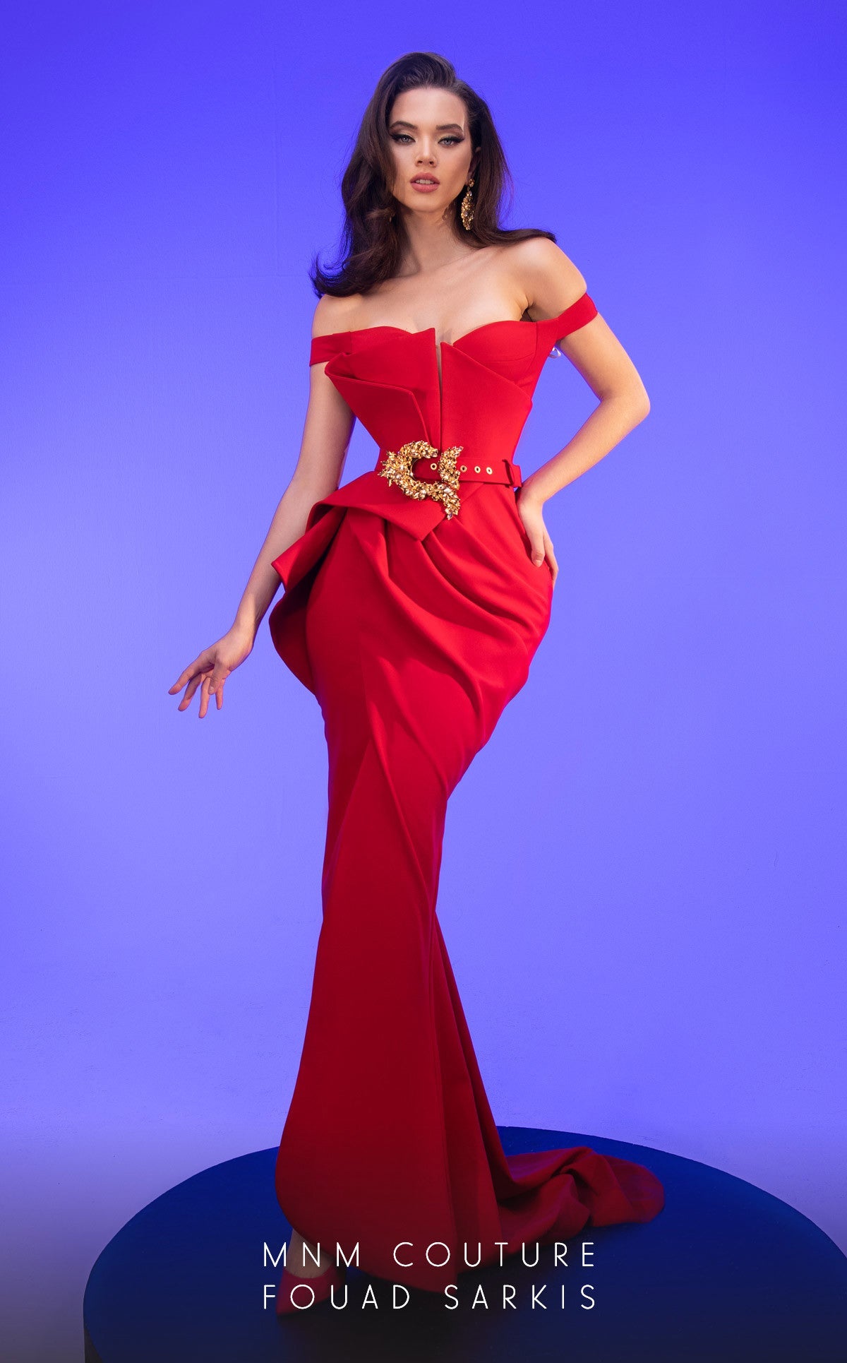 Formal Dresses  Ruffled Peplum Long Formal Evening Dress Red