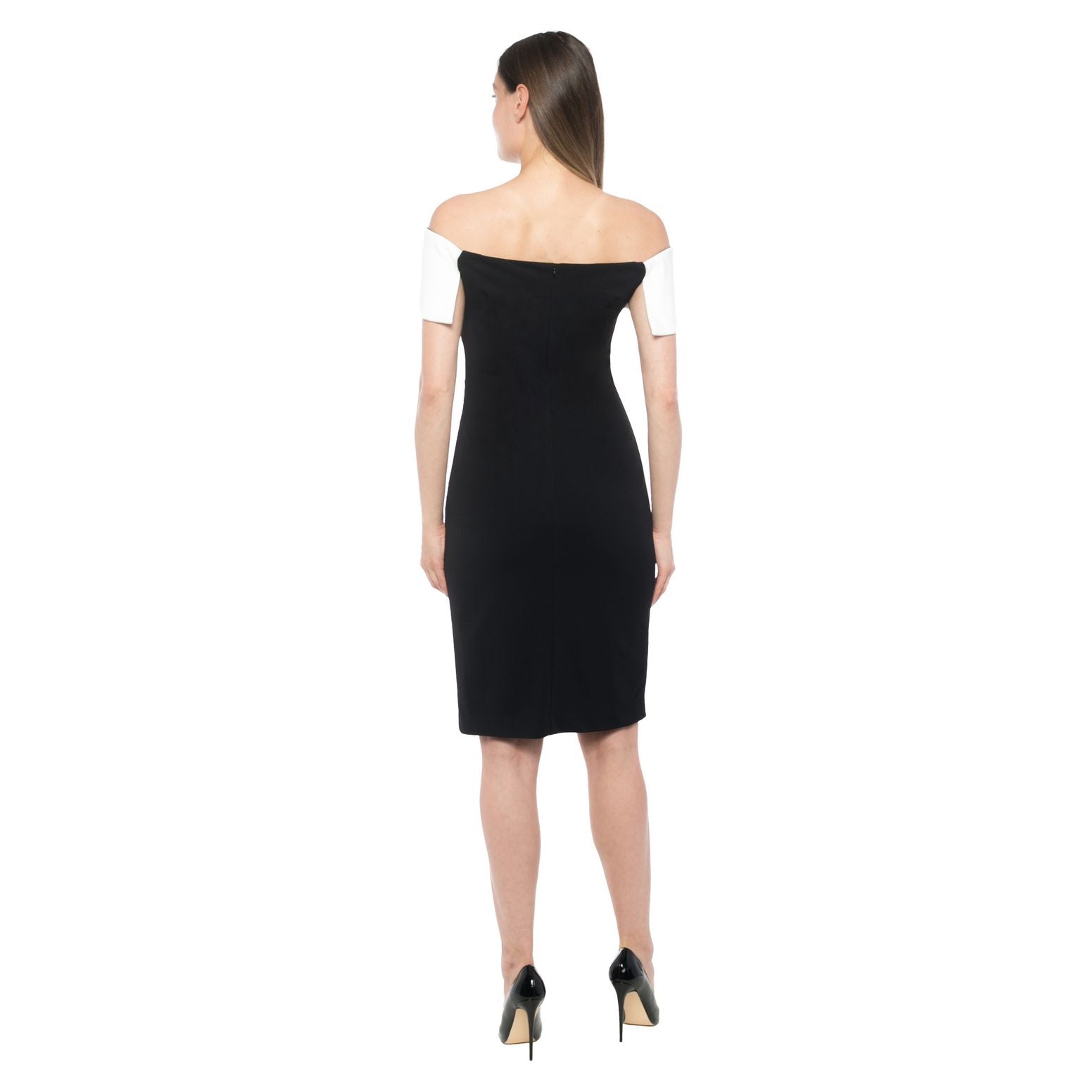Cocktail Dresses Short Off Shoulder Two Tone Dress Black Ivory