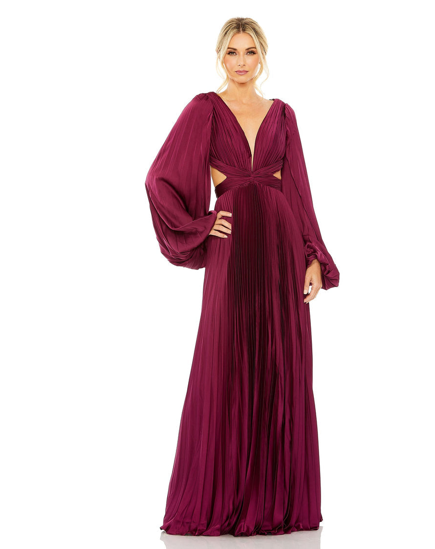 Mac Duggal 26737 Long Sleeve Pleated Formal Dress