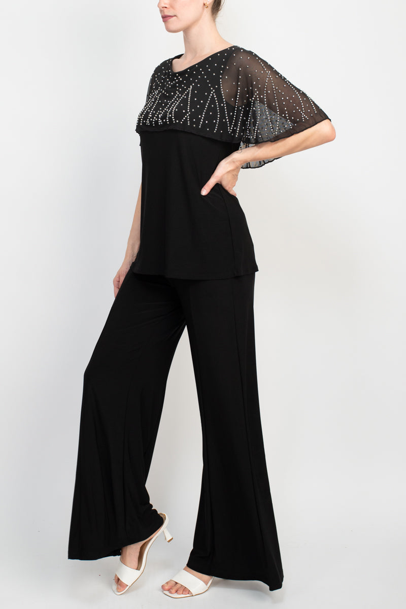 Pant Suit Long Two Piece Mother of the Bride Pant Set Formal BLACK