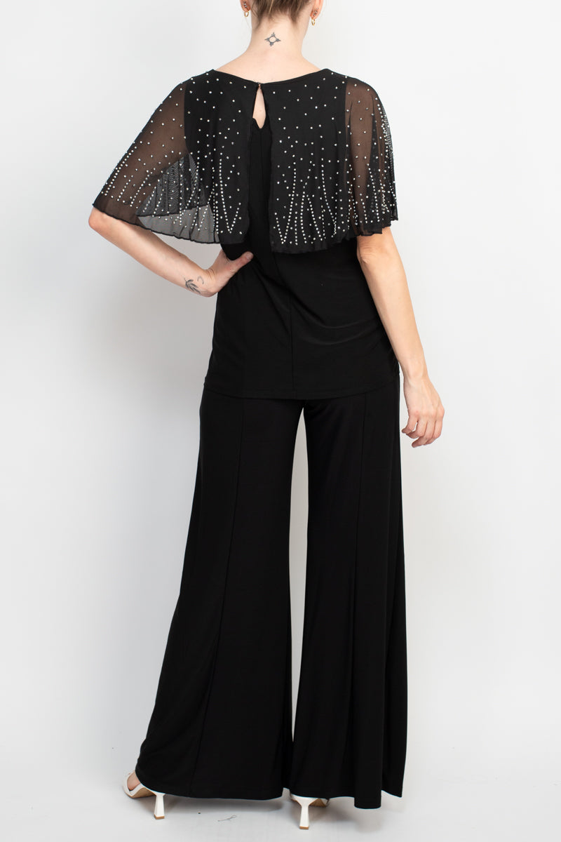 Pant Suit Long Two Piece Mother of the Bride Pant Set Formal BLACK