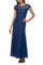 Mother of the Bride Dresses Long Illusion Boat Neck Mesh Dress Navy