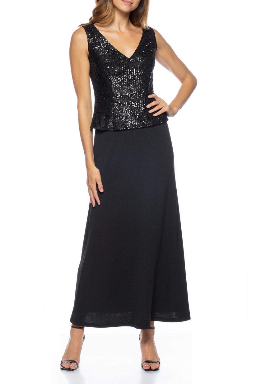 Mother of the Bride Dresses Sequin Long Mother of the Bride Jacket Dress BLACK