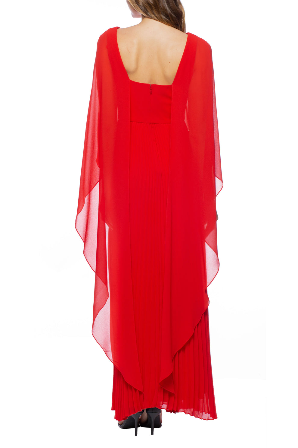 Formal Dresses Long Formal Pleated Capelet Evening Dress Red