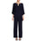 Jumpsuit Keyhole Neck 3/4 Sleeve Asymmetrical Hem Jumpsuit Navy