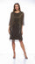 Cocktail Dresses Short Metallic Cascade Sleeve Dress Bronze