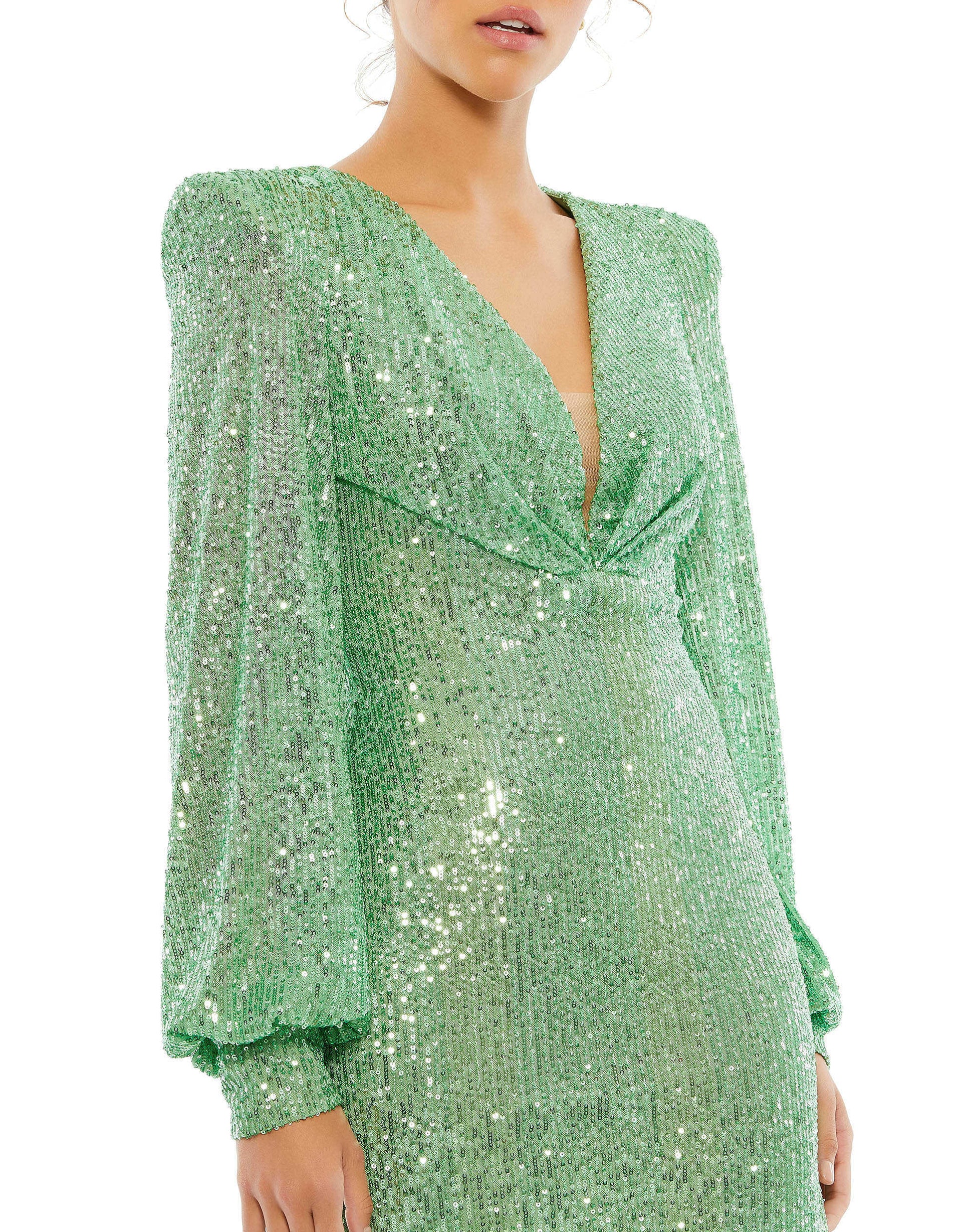 Mac Duggal 26865 Long Sleeve Sequin Cocktail Short Mini Dress