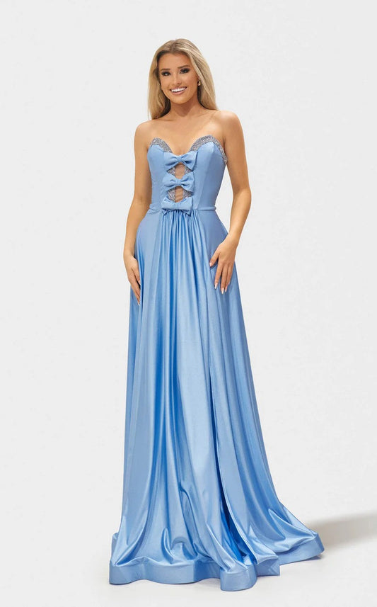 Prom Dresses Long Formal A Line Beaded Prom Dress Light Blue
