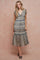Cocktail Dresses Sleeveless Button Down Ruffle Midi Dress Sage/Black
