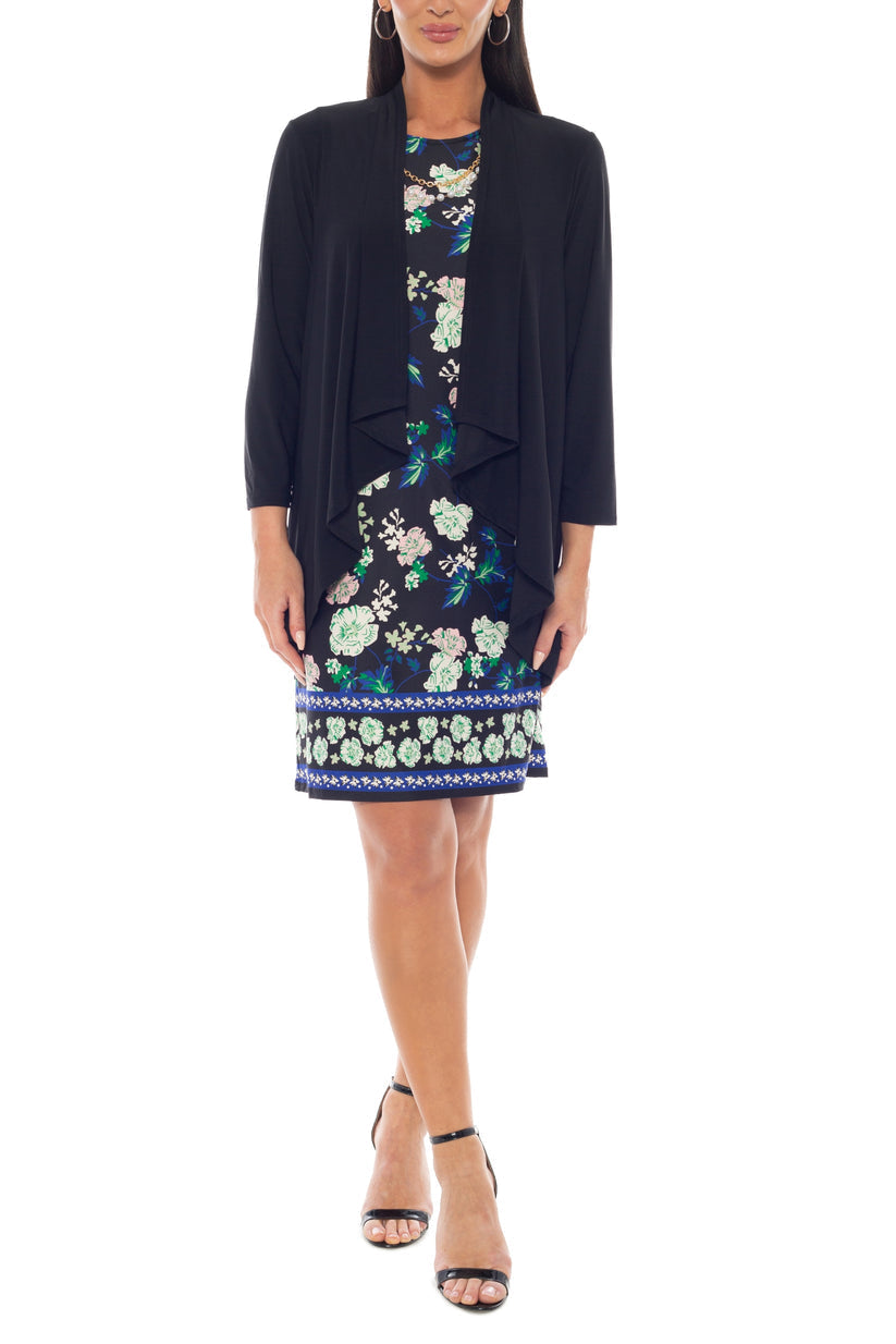 Cocktail Dresses Short Cocktail Floral Print Dress Black Multi
